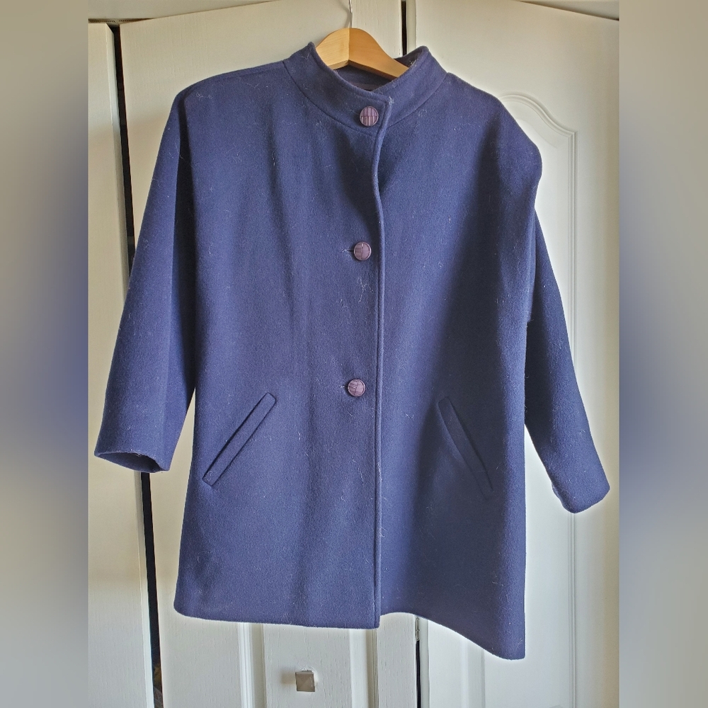 Women's Navy Blue Wool Coat